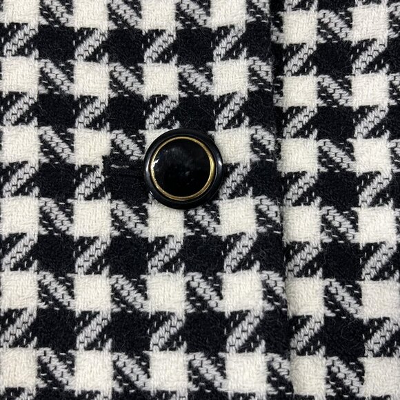 Kasper A.S.L. Blazer Womens 4 Black White Wool Houndstooth Stand Collar Cropped - Picture 10 of 10